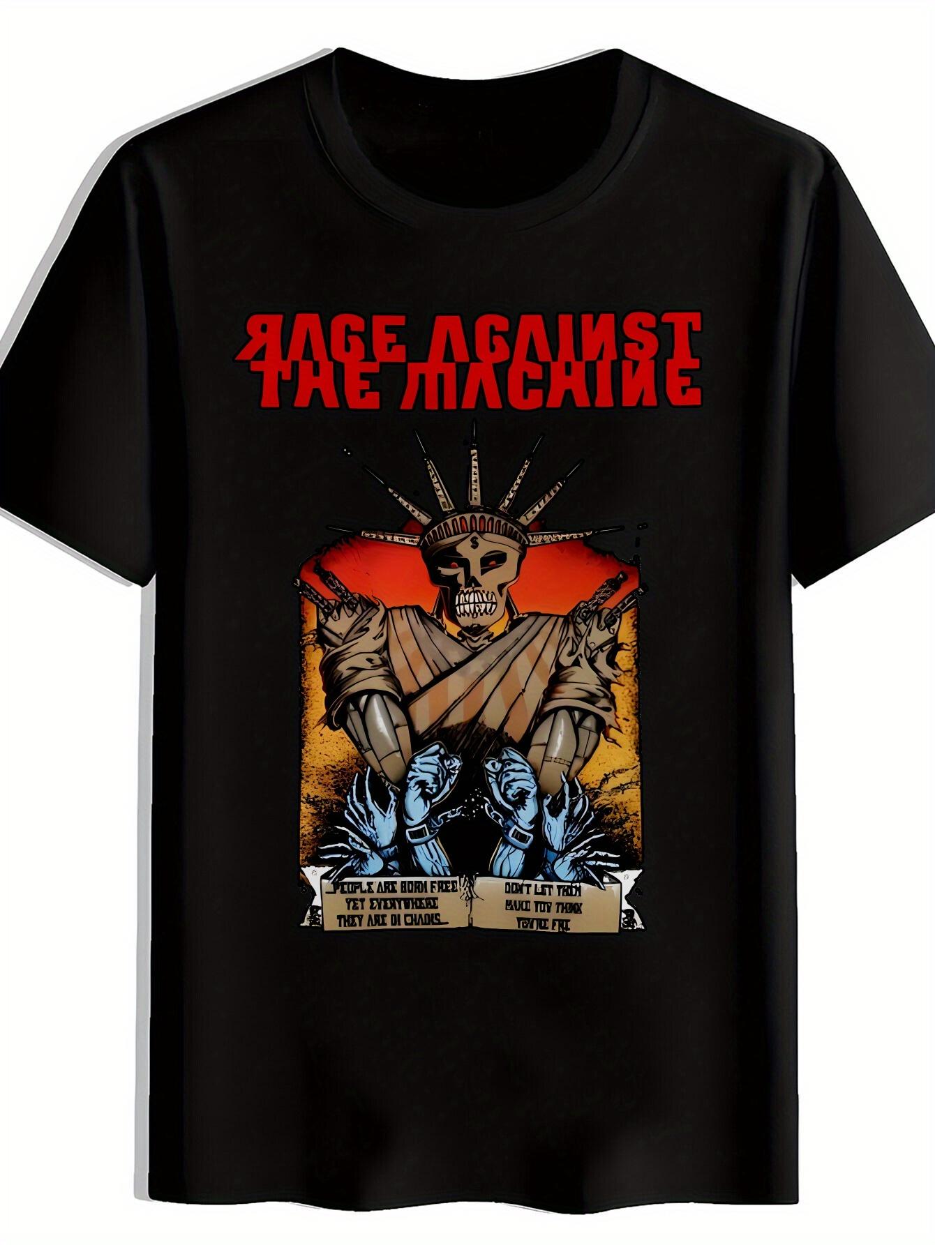 Retro Rock Band Graphic T-shirt - RAGE AGAINST THE MACHINE Design M