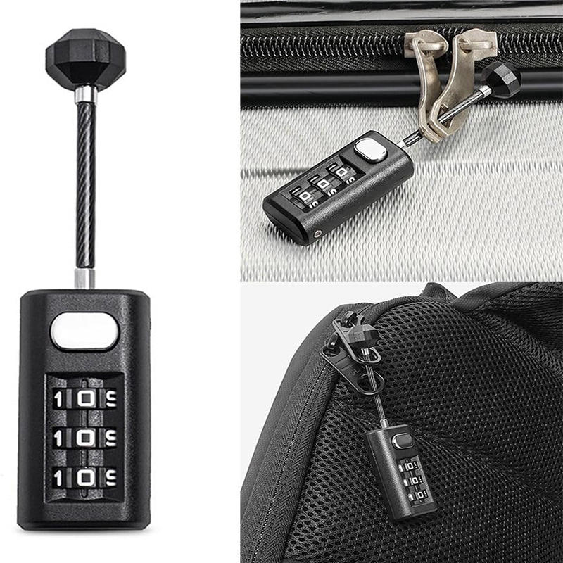 Creative Luggage Zipper Padlock 3 Digit Password Lock Mini Portable Travel Backpack Resettable Coded Lock Dormitory Cabinet Lock