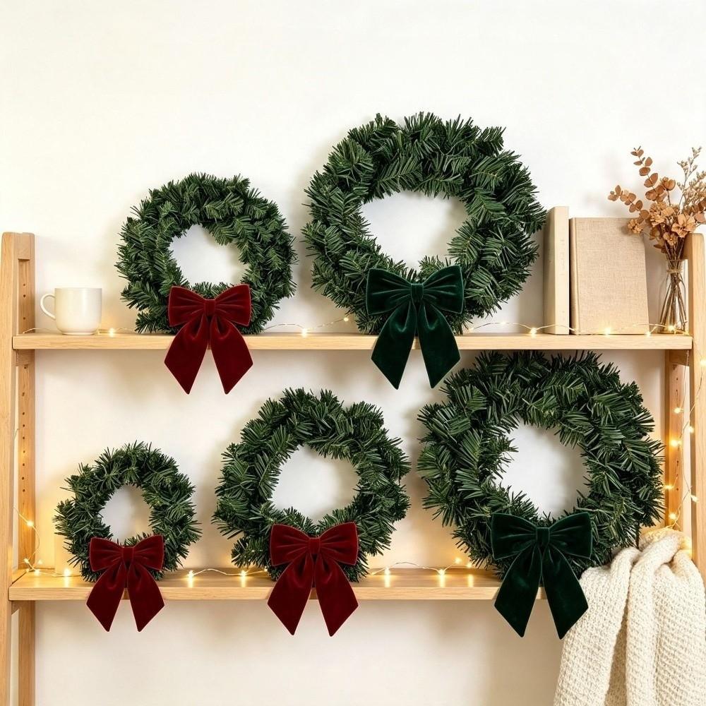 Green Artificial Green Pine Wreath Rustic Christmas Door Wreath Outdoor Front Door