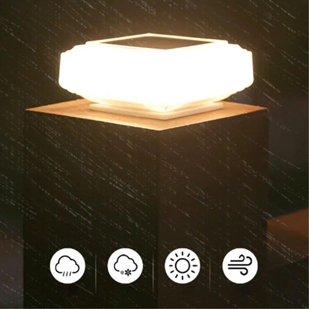 Solar Powered Solar Post Light Waterproof Fence Deck Column Lamp LED Pillar Cap Lights Courtyard