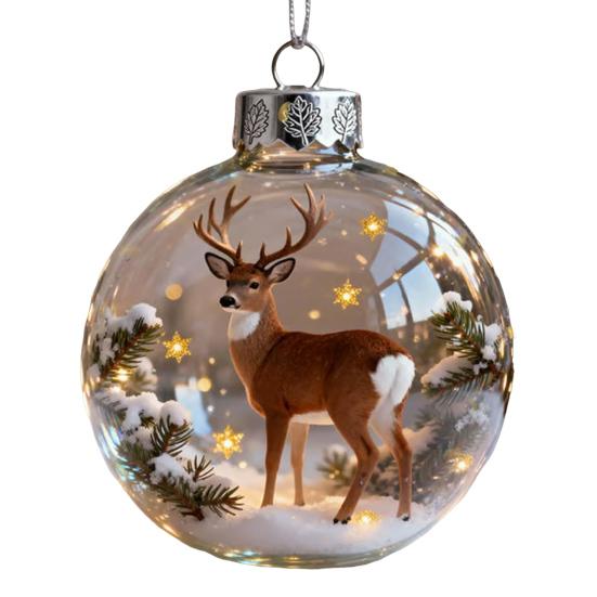 3D Zvířecí Vánoční Dekorace Průhledná Plastová Vánoční Koule Závěsné Ozdoby s Třpytivými Hvězdnými Akcenty pro Zimní Svátky Dekorace na Stromek