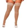 Freeauce Oversize Women Plus Size Black Lace Top Stay Up Anti-Slip Over Thigh Knee High Elastic Sexy Fishnet Long Sock Stockings