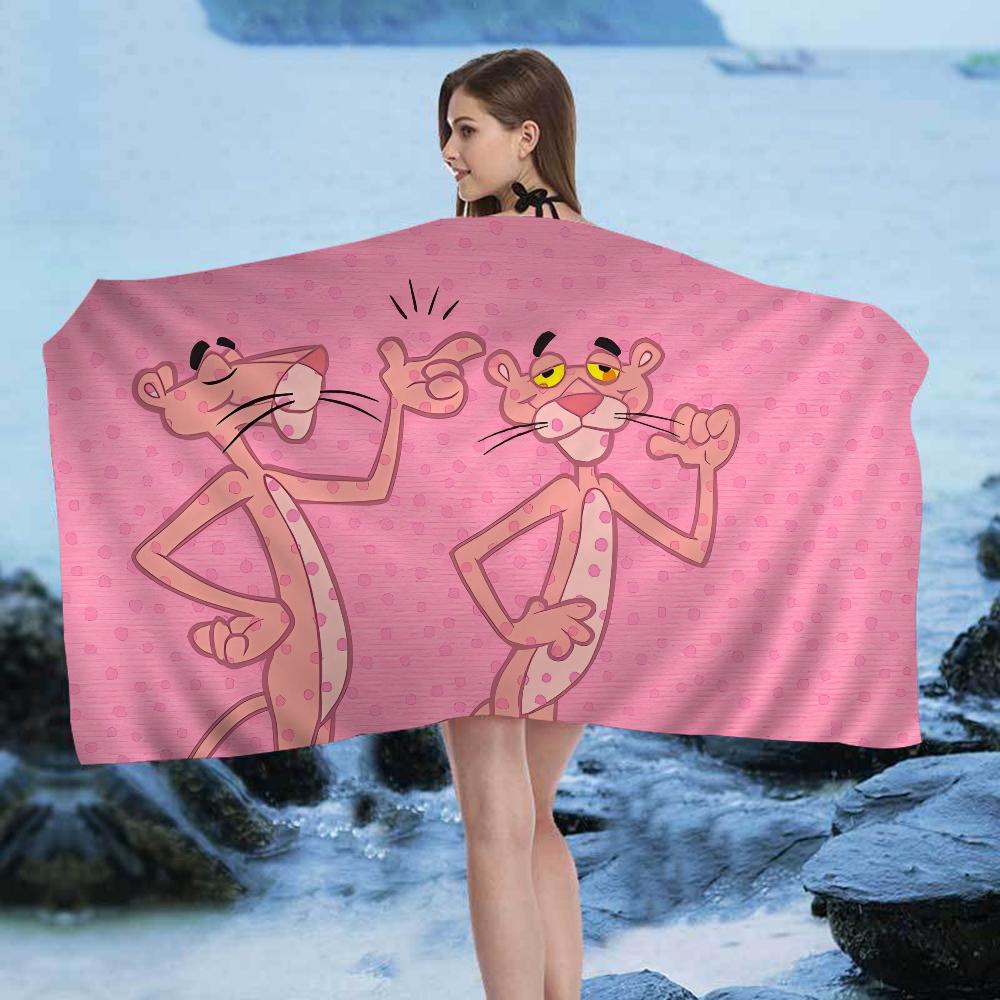 The P-Pink P-Panther Anime Beach Swimming Towel Soft Absorbent Washcloth Children's Gifts for Kids Travel Camping Gym