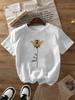 Bee Pattern Printed Tshirt for Summer Women Round Neck Short Sleeved Fashionable Casual Fashion Summer Women Clothing