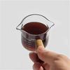 Glass Espresso Cup with Wooden Handle Single and Double Mouthed Coffee Cup Heat Resistant Small Glass Measuring Mug Latte Cup