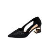 Summer New Thick-heeled Sandals Fried Street High-end Sense One-word with Bag Head Hollow High Heels