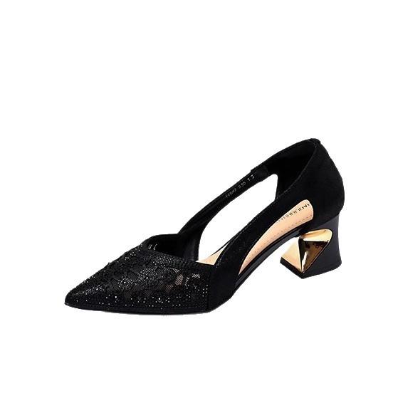 Summer New Thick-heeled Sandals Fried Street High-end Sense One-word with Bag Head Hollow High Heels