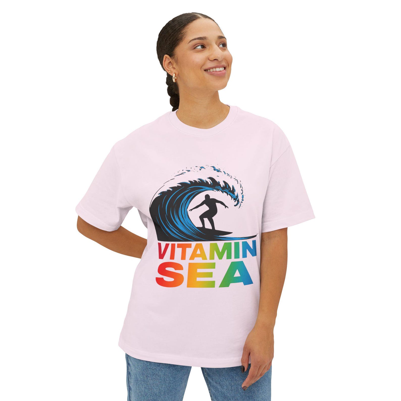 Vitamin Sea Oversized Cotton Tee: Unisex Beachwear Shirt 4XL