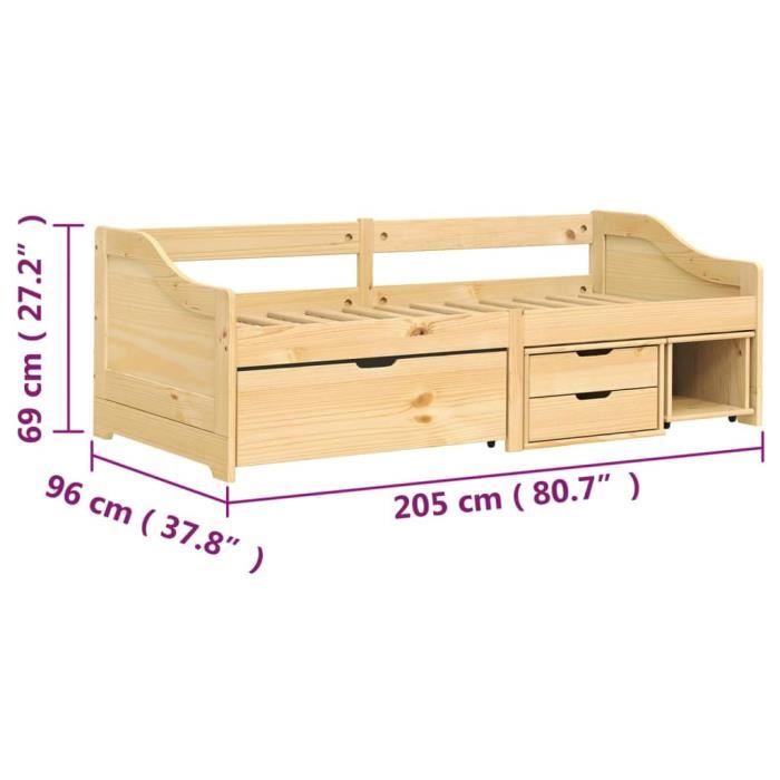 VidaXL Daybed with 3 Drawers IRUN 90x200 Cm Solid Pine Wood 3185213