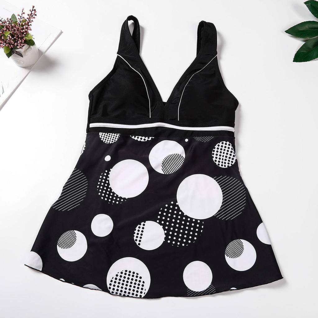 Damen High Waist Übergröße Badeanzüge Bikini Print Peplum Split Bademode