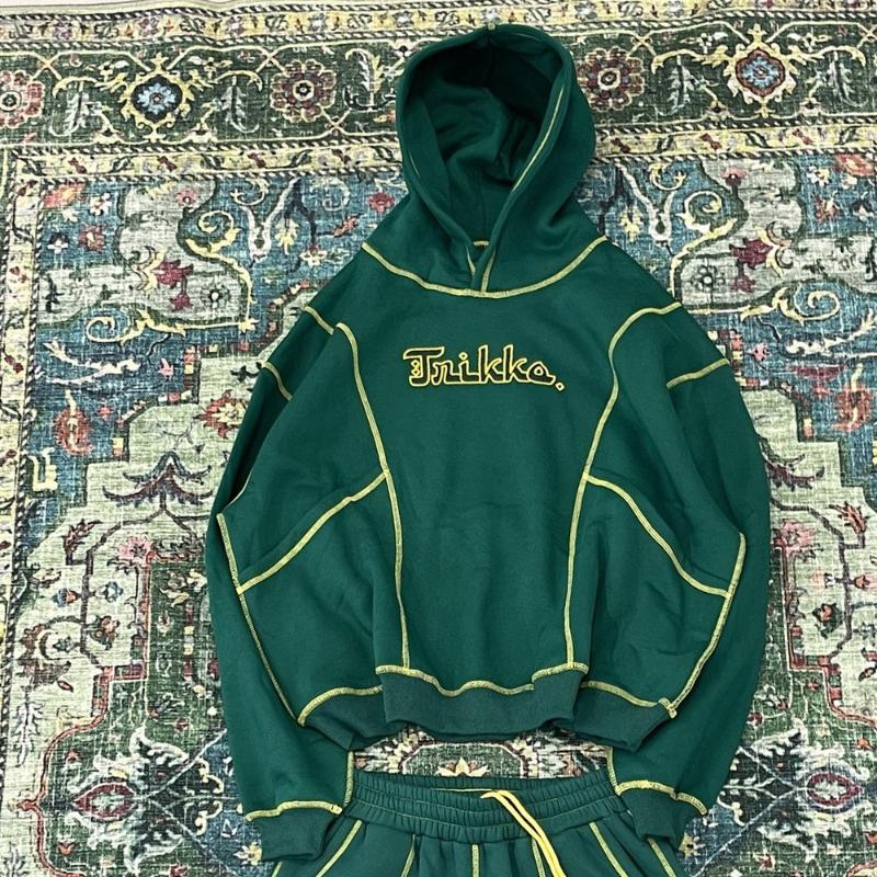 Европейская и американская вышивка букв осень-зима внешний шов уличный хип-хоп худи мужские и женские пуловеры M зелёный 2370₽