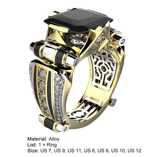 Inel unisex Vintage gotic de lux strasuri strălucitoare Galvanoplastie Decorație Cadouri Bărbați Femei Zirconiu cubic