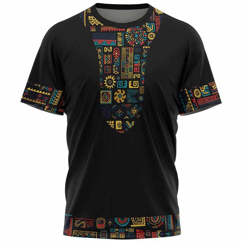 Ethnic Tribal Dashiki Pattern T-Shirt For Men African 3D Print Tee Summer Casual Harajuku Short Sleeve Loose T Shirts O-Neck Top