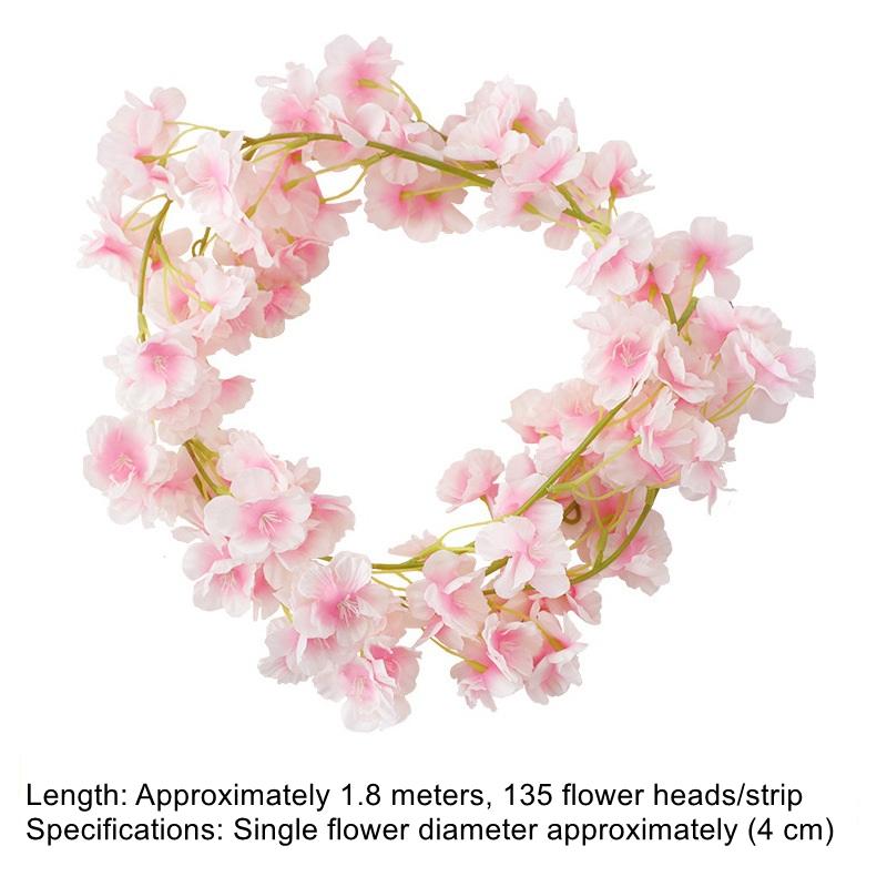 

180Cm Artificial Flowers Cherry Blossom Garland Wedding Arch Garden Backdrop Home Party Decoration Silk Fake Plants Vine світло-рожевий колір