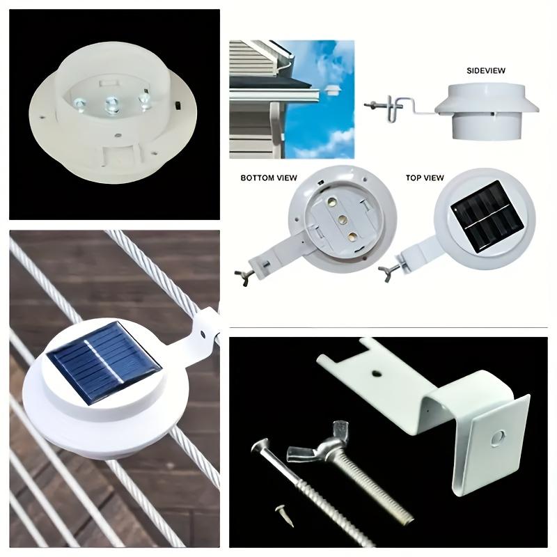 4PC Outdoor Solar Eaves Light 3 LED Solar Fence Lights Outdoor Waterproof Stair Lamp for Railing Wall Decks Garden Yard Lighting