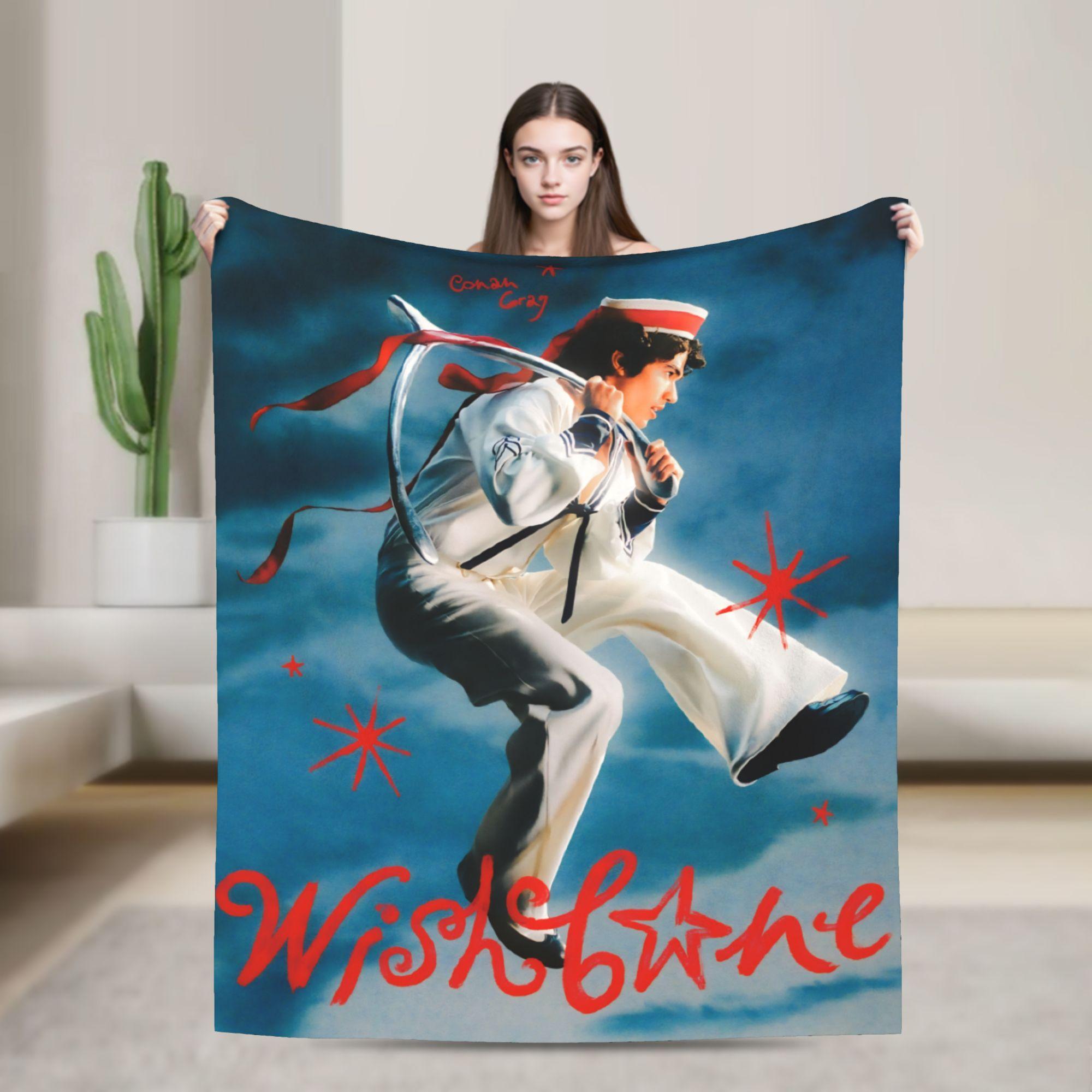 Exquisite Fashion Items Unisex Gray Conan Wishbone Blanket American Singer Travel Office Flannel Throw Blanket For Bedroom Warm Bedspread Birthday Present