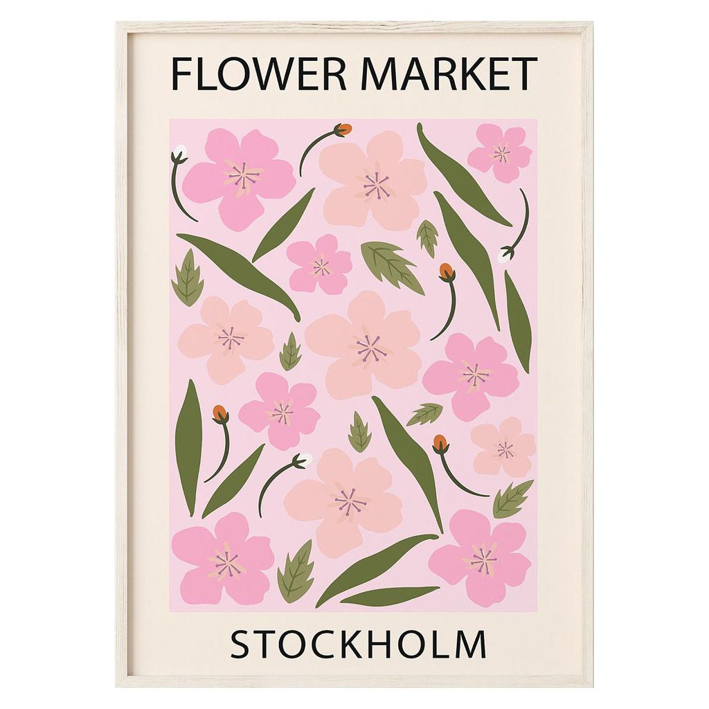 Minimalist Flower Poster Abstract Flower Market Canvas Painting Print Nordic Style Wall Art Picture for Living Room Home Decora