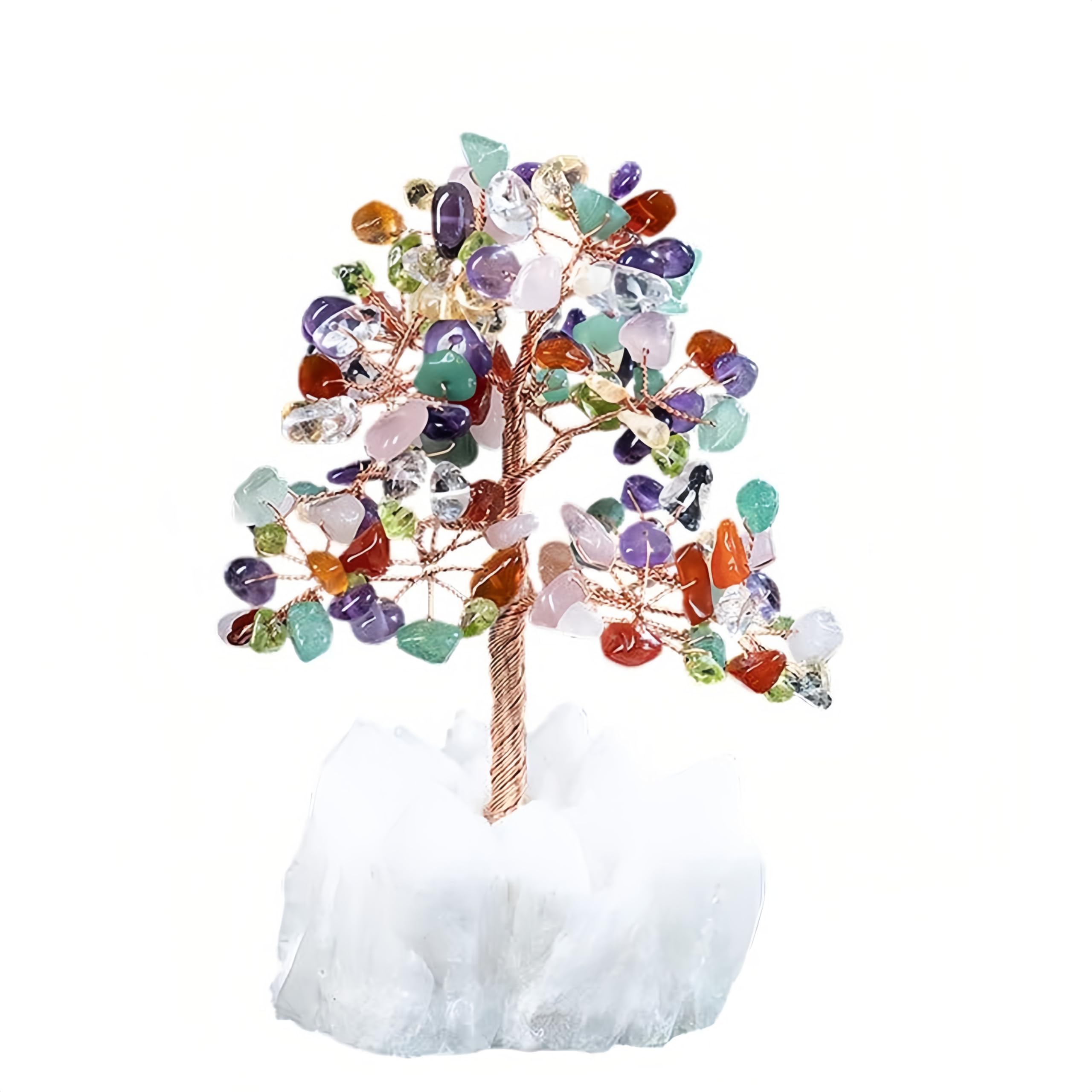 

Money Tree (White Quartz, Citrine, Amethyst, Rose Quartz, Red Agate, Peridot, Dongling Jade) Crystal Cluster Natural Stone Purification Feng Shui Orna