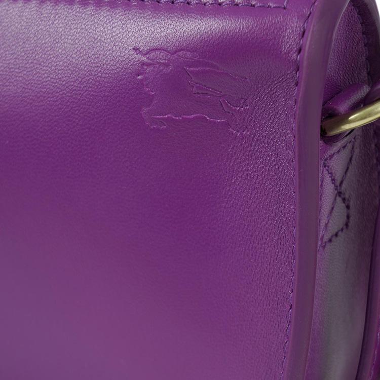 Burberry Goldene Beschläge Kleine Kalbsleder Crossbody Umhängetasche Damen Taschen Lila 8075573