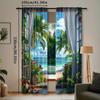 Fashionable Balcony Landscape Printed Curtains, Pole Bag Bedroom and Living Room, Home Decoration, Room Decoration