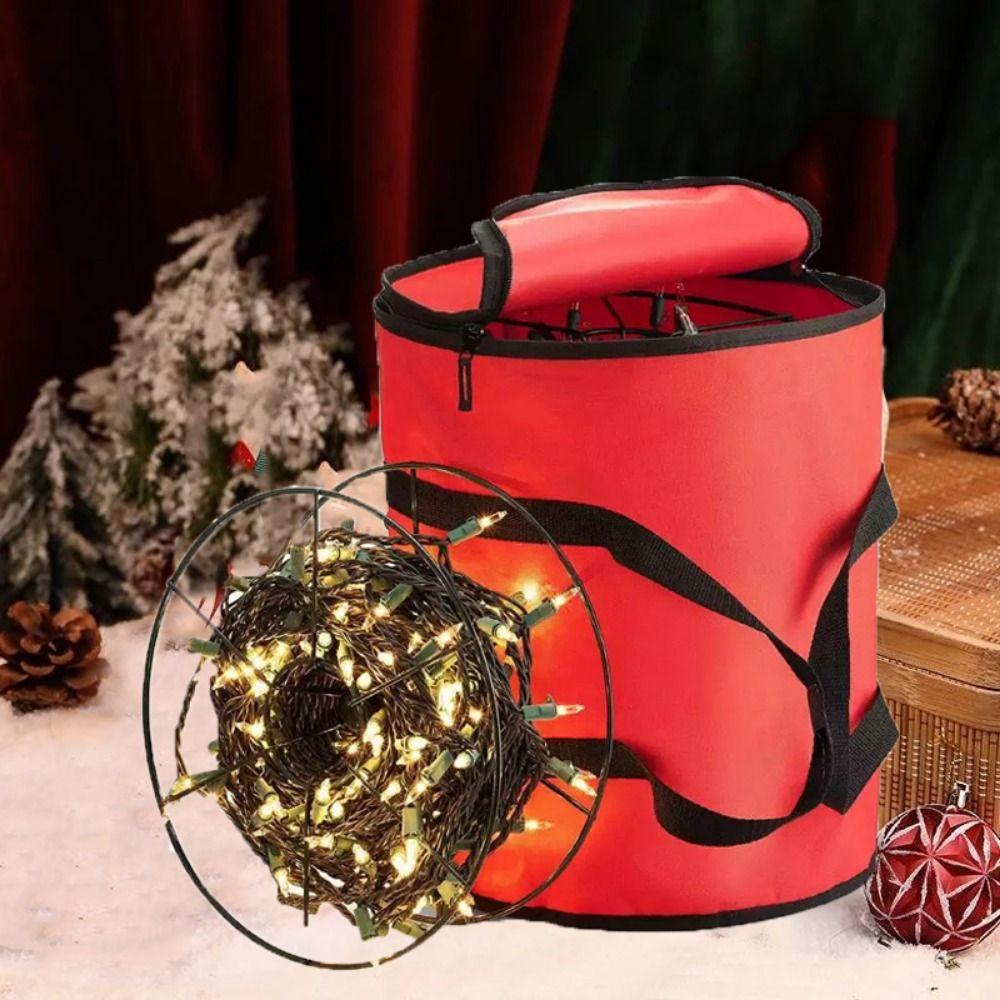 Round Christmas String Lights Storage Bag Red Christmas Light Bag Christmas Storage Bag  Festive