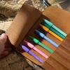 Vintage Genuine First Layer Cowhide Buckle Closure Minimalist Literary Pencil Bag Multifunctional Roll Leather Pen Pouch for