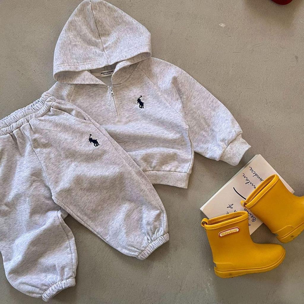 2024 Spring/Autumn Children's Korean Embroidered Hoodie & Sweatpants Set