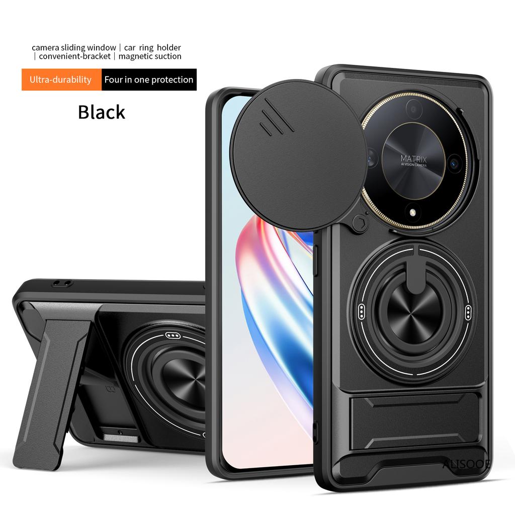 Funda for Honor X9B 5G Case Rotatable Slide Camera Protection Ring Stand Shockproof Cover Capa for Honor X9B 5G Funda