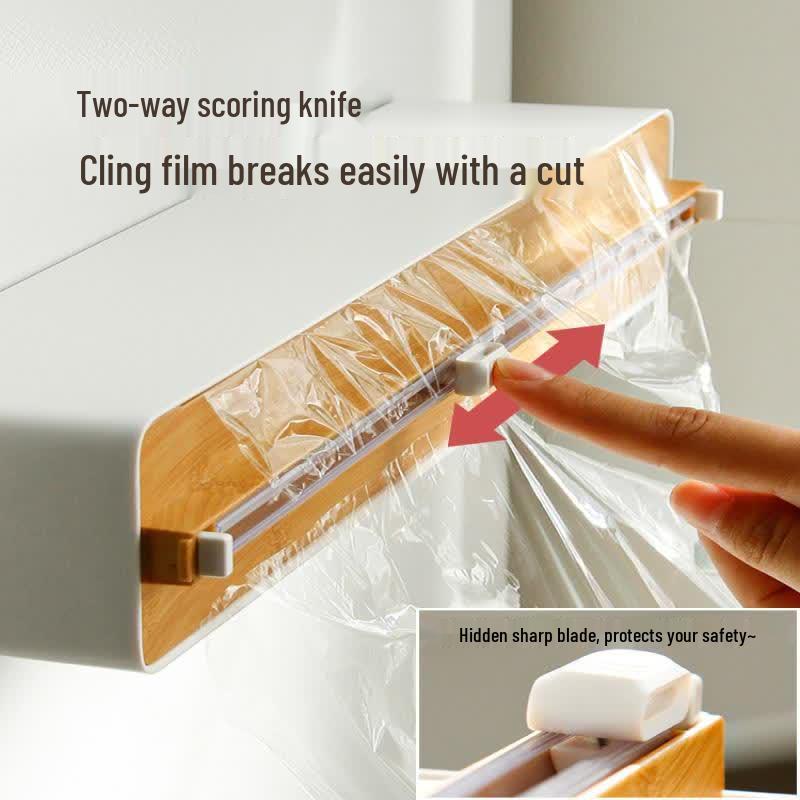 Magnetic Wall-Mounted 2-in-1 Cling Film & Foil Dispenser with Slide Cutter