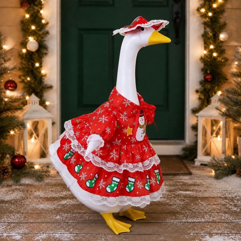 Christmas Snowman Goose Costume Lace Dress 23 Inch Porch Geese Outdoor Decor
