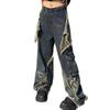 Men's Fringe Ripped Jeans & Women's Cargo Pants with Big Pocket Design - Summer Retro Style.
