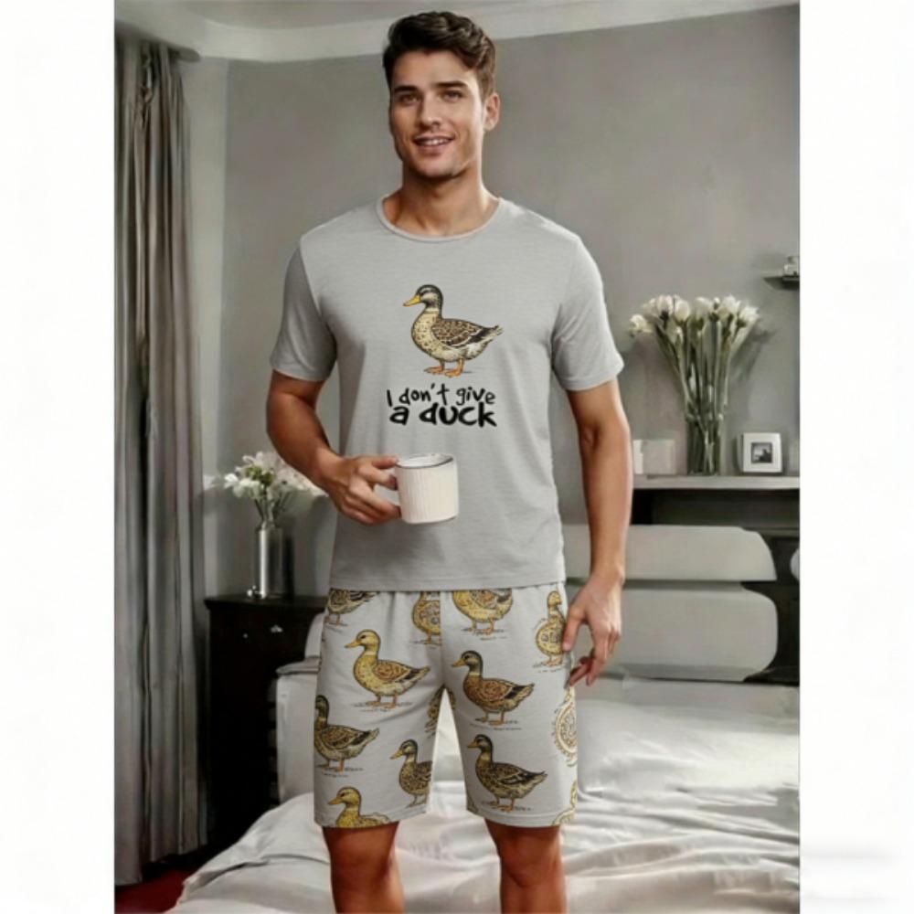 Kids Set Funny Duck Printed Kids T-shirt and Shorts 2 Piece Set Summer Casual Outdoor Boys and Girls Outfit Kids Clothing