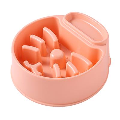 Cat Pet Slow Food Bowl Colored Practical Anti Choking Cat Pet Dog Feeder Bowl for Home Orange