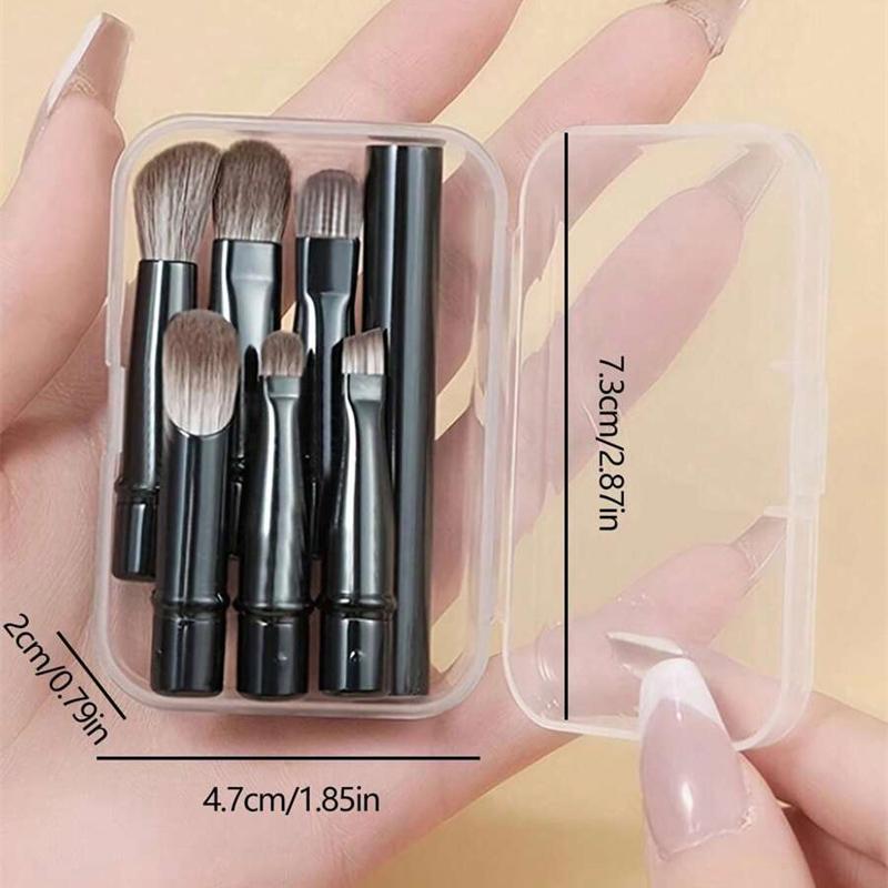 6Pcs Mini Makeup Brushes Set Portable Retractable Soft Concealer Brush Foundation Eye Shadow Tool Eyelash Brush With Storage Box