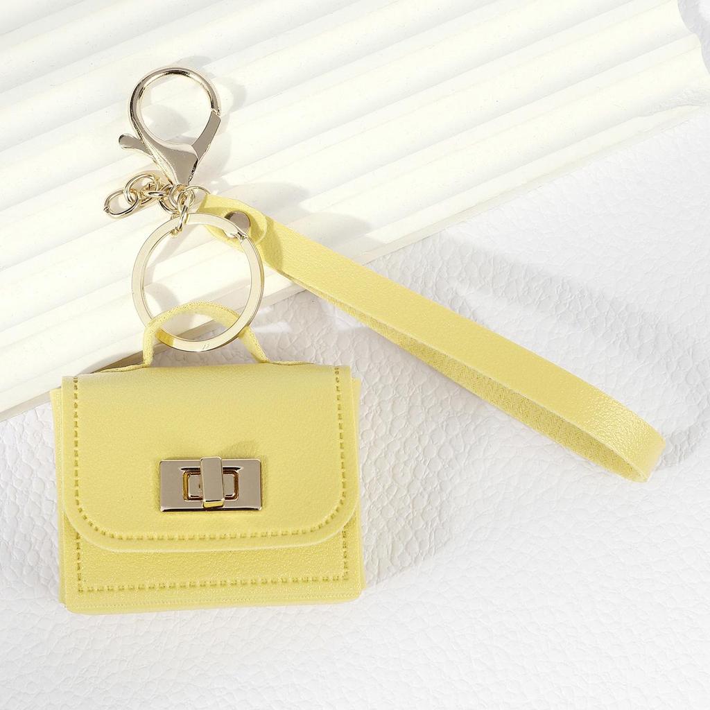 Mini PU Leather Keychain Coin Purse with Strap - Multi-use Bag Charm & Mobile Accessory