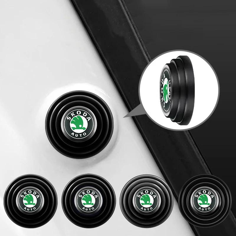 SBNI3 Car Door Shock Absorber Gasket Anti-collision Silicone Sticker Pads For Skoda Octavia Rapid Fabia S Logo A7 Superb KAMIQ