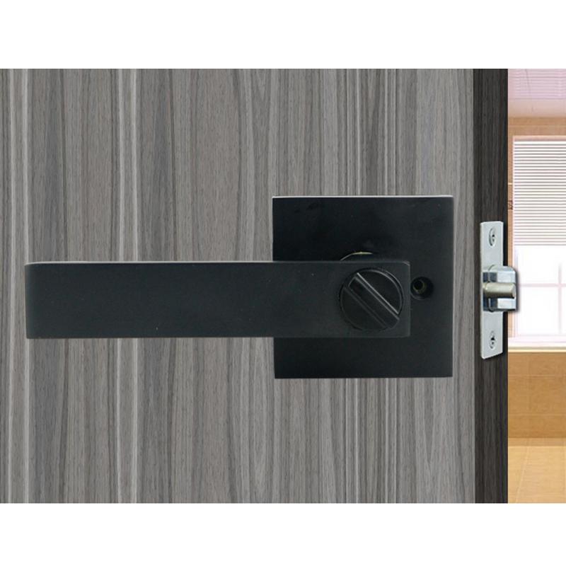 Black Square Door Handle Lock, Access Privacy Mask, Interior Bedroom and Bathroom, Hardware Accessories, Door Locks
