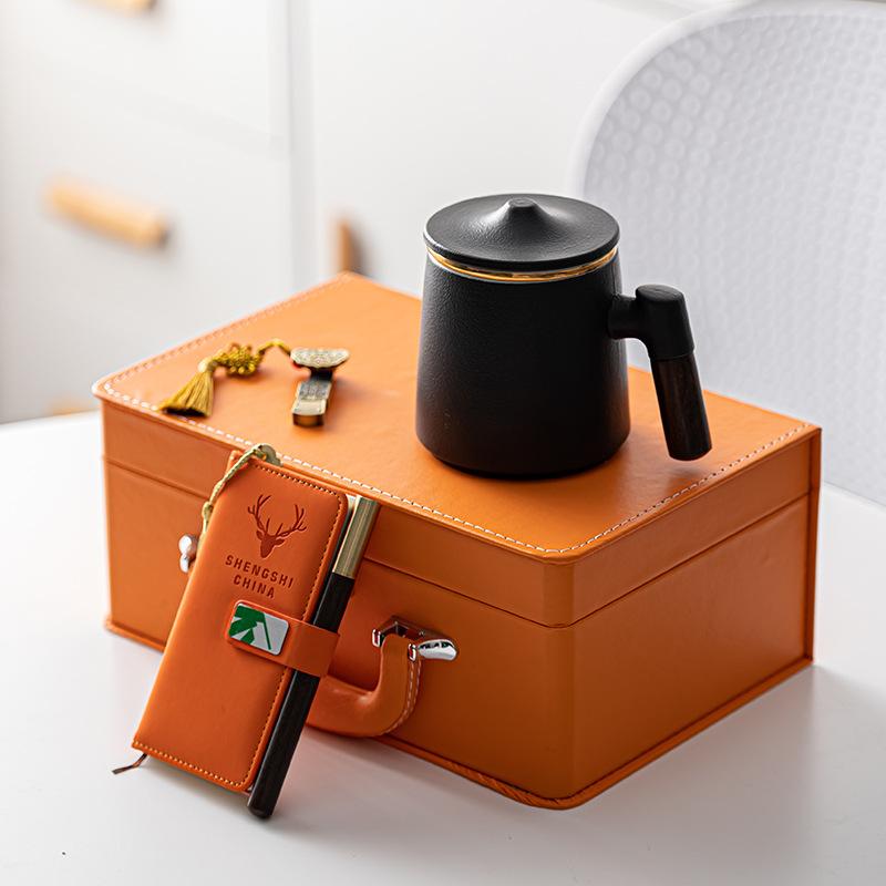 Guochao Ceramic Water Cup Tea Separation Cup Tea Set Business Bank Corporate Gift Set Gift Box