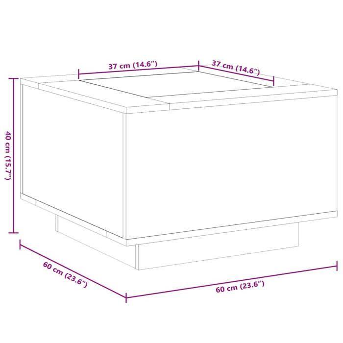 VidaXL Table basse avec LED blanc 60x60x40 cm bois d'ingénierie 847567