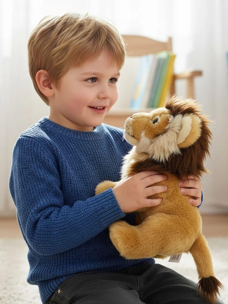 Realistic Lion Stuffed Animal Plush Toy, Super Soft Plushie for Kids, Birthday Gifts for Boys Girls