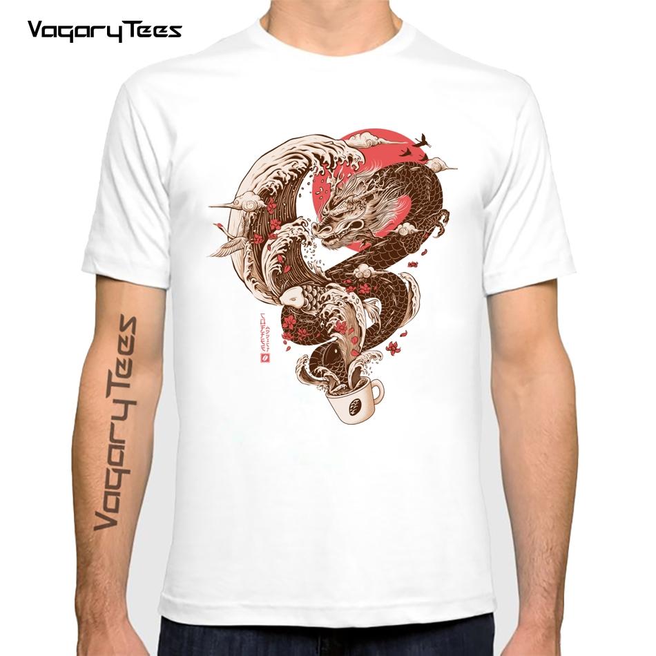 Creative Dragon Design TShirt Mens Novelty Coffee and Inspiration Print T Shirt Summer Geek Style Tops Tees Homme S