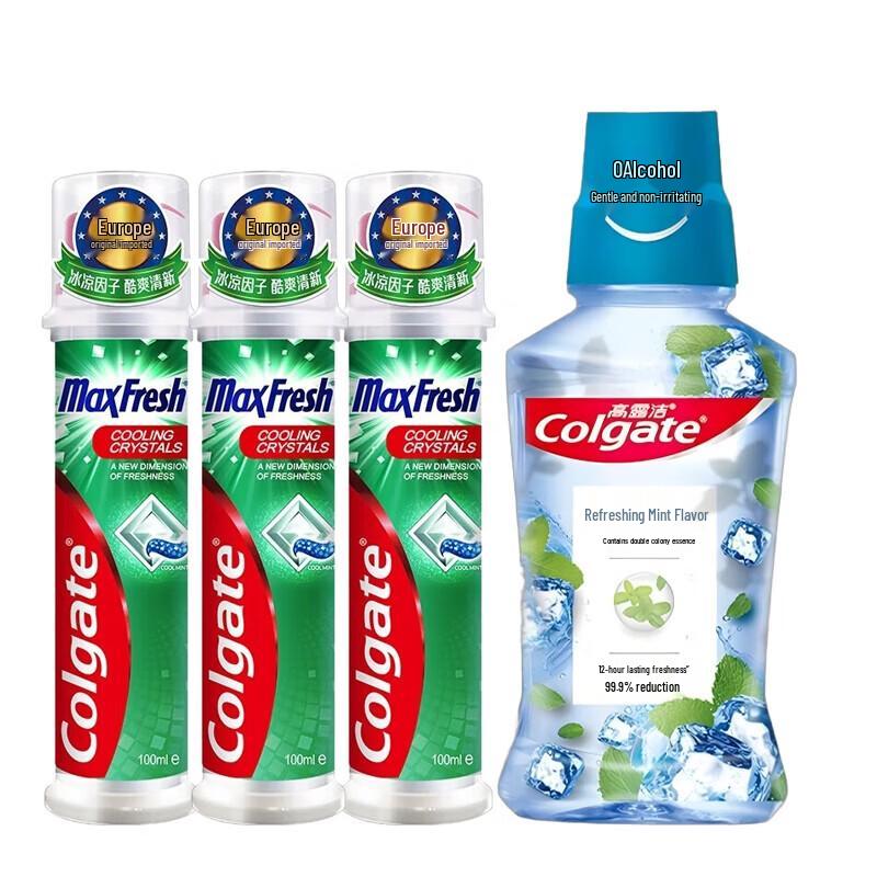 Colgate Vibrant Mint Mouthwash & Fresh Toothpaste Combo