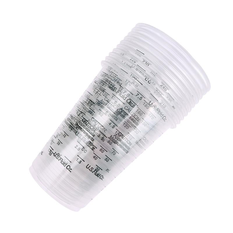 8OZ Disposable Clear Plastic Measuring Cups Disposable Mixed Cups Paint Calibrated Cup 10Pcs