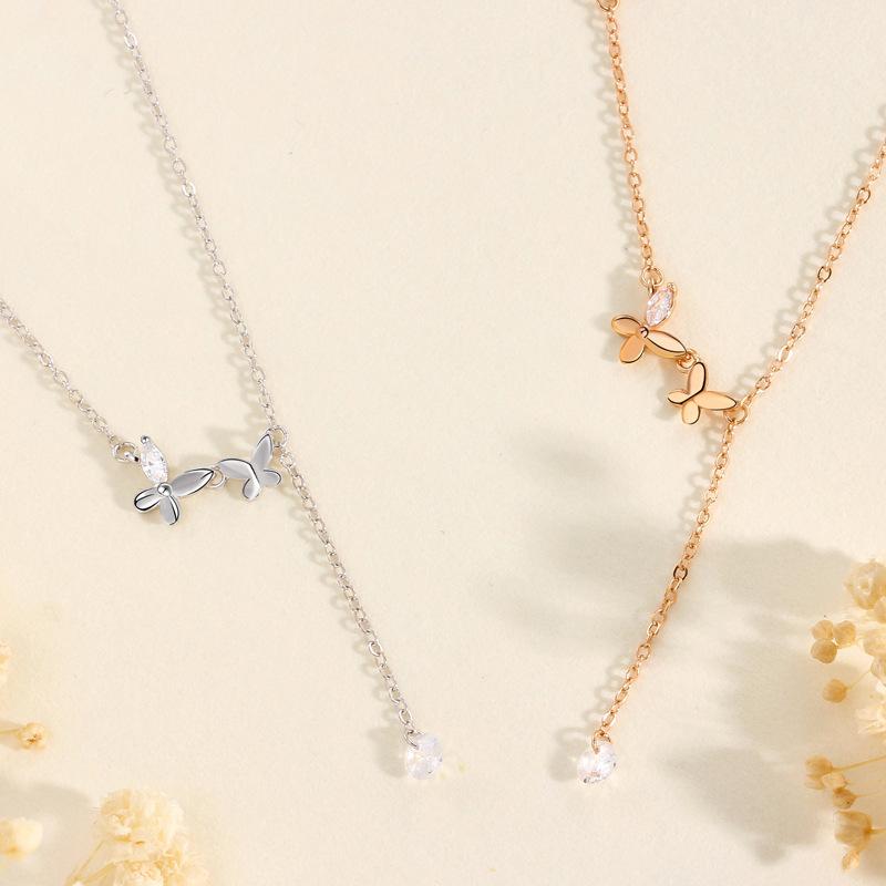 Butterfly Tassel Necklace Women's Flash Diamond Light Luxury Niche High-end Design Ins Style Jewelry Women