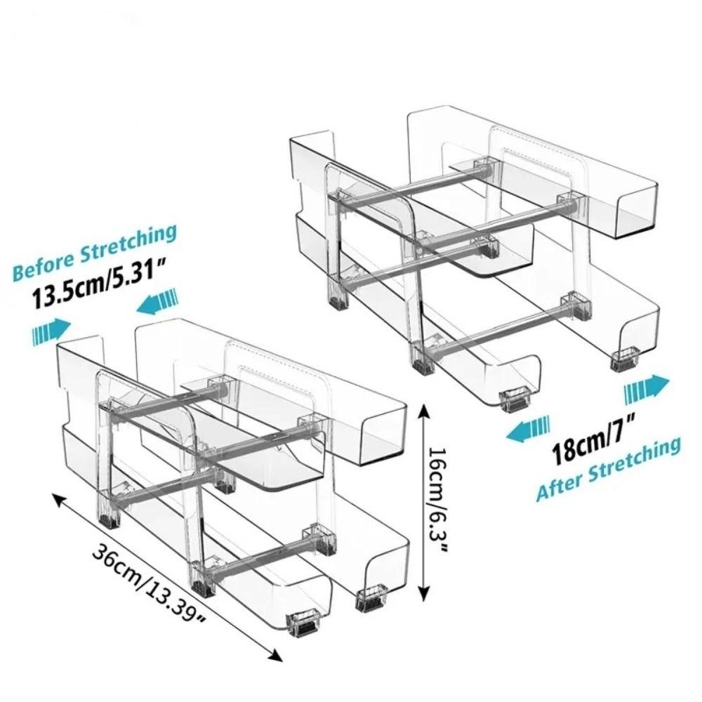 Double-layer Can Storage Rack Expandable Storage Organizer Bin  Rolling Can Organizer