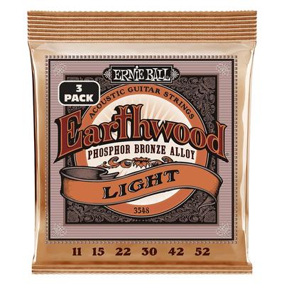 [Authentic] ERNIE BALL 3548 Acoustic Guitar Strings (11-52) Earthwood Phosphor Bronze Light, 3-Pack