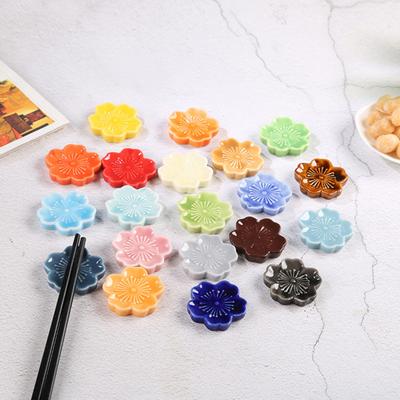 Chopstick Rest Sakura Shape Ceramic Chopstick Holder Versatile Tableware Holder for Home Kitchen Restaurant