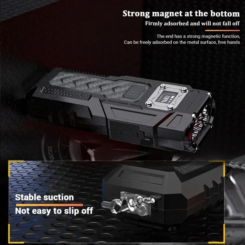 Superhelle LED-Taschenlampe Wiederaufladbare Taschenlampe mit magnetischem Heck COB Seitenlicht Stark Hohe Leistung Camping Notfall Laterne