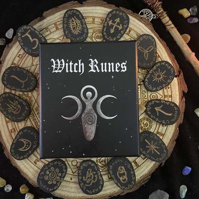 Witch Runes Set with Engraved Symbol Fortune-telling Rune Gifts