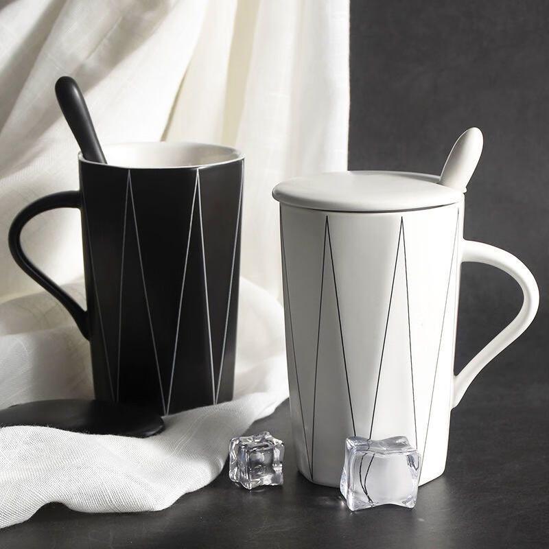 Jin Ming Li Premium Striped Ceramic Coffee Mug Gift Set